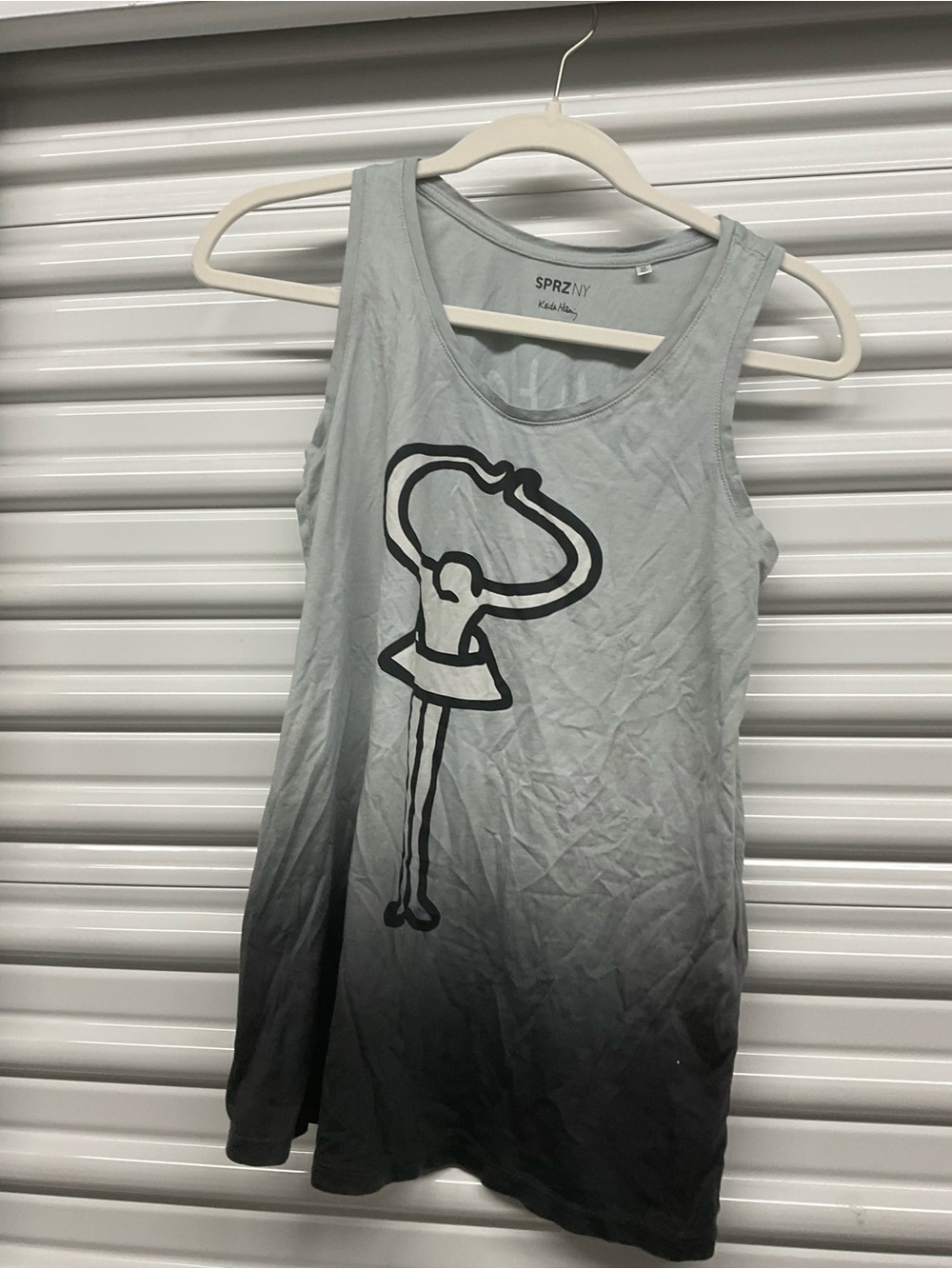 Keith Haring Women's Gray Ombre Tank with Ballerina Graphic Size XS